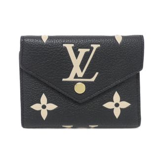 Louis Vuitton Monogram Empreinte Beige Black Leather Wallet (Tri-Fold) (Pre-Owned)