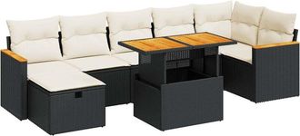 vidaXL Set De Muebles De Jard&iacute;n 5 Pzas Y Cojines Rat&aacute;n Sint&eacute;tico Negro Vidaxl