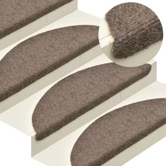 Berkfield Home Self-adhesive Stair Mats 10 pcs Cream 65x21x4 cm Needle Punch | Size: Medium