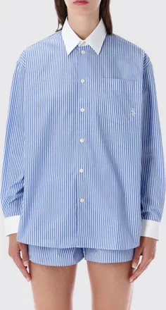 Sporty & Rich Camicia oversize a righe in cotone con logo ricamato