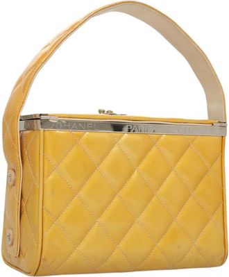 Chanel Vintage Metal Box Bag Quilted Lambskin Patent_Leather Handbag (Pre-Owned)