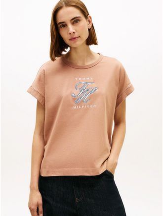 Tommy Hilfiger Womens Monogram Logo Dolman Sleeve T-Shirt - Brown - XXL