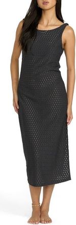 Billabong Eyelet Cover-Up Midi Dress in Off Black at Nordstrom, Size X-Small