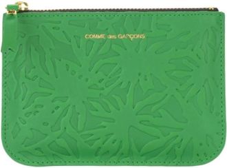 Comme Des Gar&ccedil;ons Accessoires, unisex, Groen, ONE Size, Leer, Pochette Wallet Embossed Forest