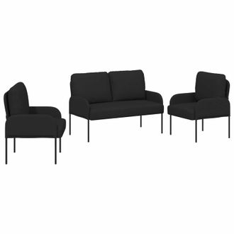 vidaXL Juegos De Sof&aacute;s Con Coj&iacute;n 3 Pcs Negro 115 X 56 X 80 Cm Vidaxl