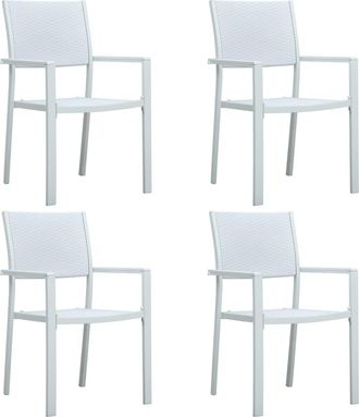 vidaXL Vidaxl - Sillas De Jard&iacute;n 4 Unidades Pl&aacute;stico Con Aspecto Rat&aacute;n Blanco