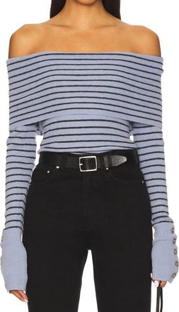 Free People Evergreen Stripe Sweater In Peri Combo