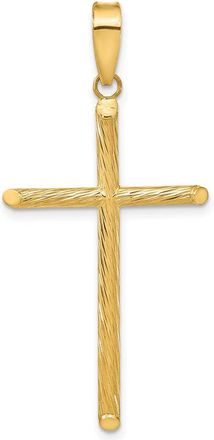 Diamond2Deal 14k Yellow Gold Polished Textured Fancy Cross Pendant