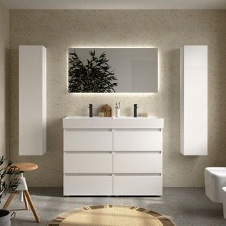 Cygnus Bath Mueble De Ba&ntilde;o Bequia 3c 120cm Blanco Mate Lavabo Veneto Porcelana