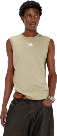 Diesel Cotton tank top with metallic Oval D - T-Shirts - Man - Beige