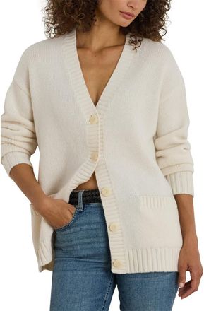 Lauren Ralph Lauren Long Wool Blend Cardigan in Mascarpone Cream at Nordstrom, Size Medium