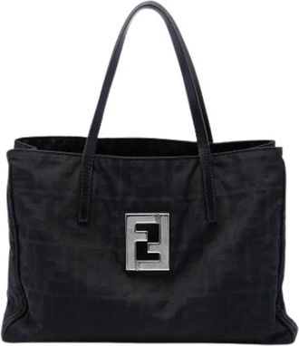 Fendi Pre-owned Canvas Tote Bag - Dames - Vintage Shopper - Zwart - ONE Size - Leer - Vintage