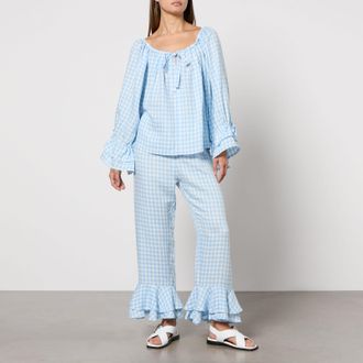 Sleeper Damesslaapstoel Cha Cha linnen loungeset in blauw en wit