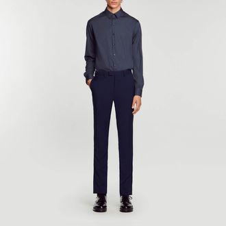 Sandro Camisa ajustada de algodón stretch