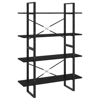 Berkfield Home 4-Tier Book Cabinet Black 100x30x140 cm Solid Pine Wood | Size: 100 x 30 x 140 cm