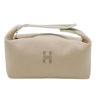 Herm&egrave;s Pre-owned Canvas PM Cosmetic Pouch - Dames - Pre-owned - Beige - Maat: ONE Size