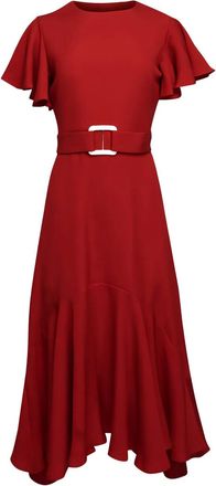 Edeline Lee Abito midi Dada con ruches - Rosso