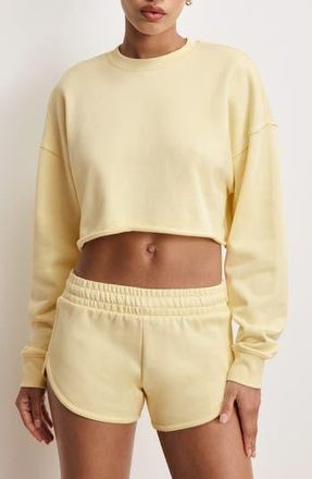 Good American French Terry Crop Sweatshirt in Light Ray001 at Nordstrom Rack, Size X-Small