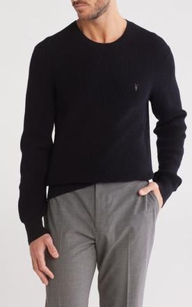 AllSaints Rias Waffle Stitch Cotton Sweater in Black at Nordstrom Rack, Size Xx-Large