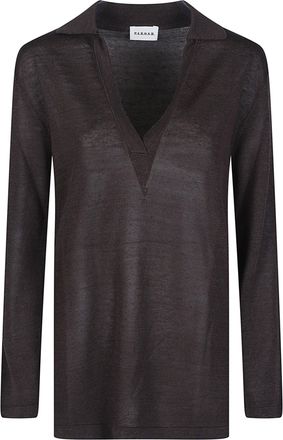 P.A.R.O.S.H. Black Babygirl V Neck Linen Sweater