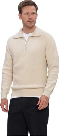 Profuomo Pullover Half Zip Heavy Wool - Heren - V-hals truien - Beige - S - Wol - Truien & Vesten
