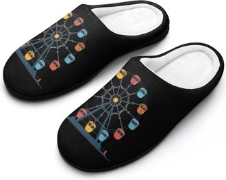 Generic Ferris Wheel Colorful Funny Mens Cotton Slippers Shoes Novelty Soft Non-Slip Sole Home Shoe