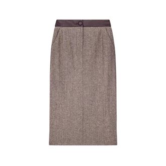 A|X Armani Exchange Visgraat Kokerrok - Dames - Kokerrokken - Bruin - M - Wol - Rokken