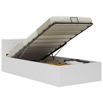 vidaXL Cama Canap&eacute; Hidr&aacute;ulica Cuero Sint&eacute;tico Blanco 90x200 Cm Vidaxl