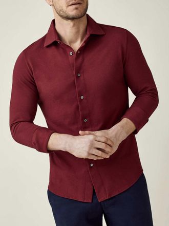 Luca Faloni Burgundy Siena Piqu&eacute; Shirt