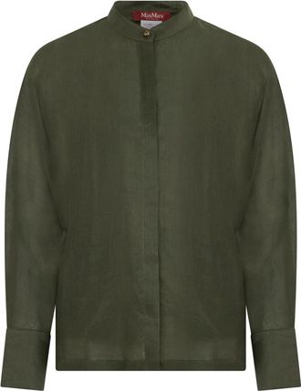 Max Mara Korean Collar Shirt - Dames - Overhemden - Groen - XS - Overhemden