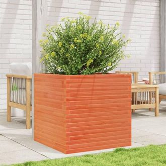 Berkfield Home Beautiful Garden Planter Wax Brown 70x70x68.5 cm Solid Wood Pine