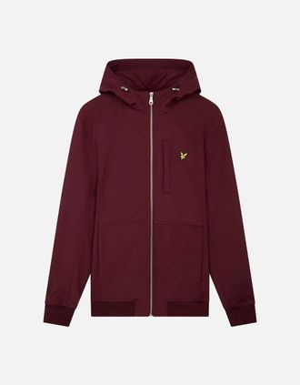 Lyle & Scott Mens Lyle & Scott Branded Logo Burgundy Hooded Softshell Jacket - Red - Size: Regular/34