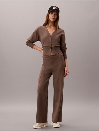 Calvin Klein Womens Tech Knit Pull-On Pants - Brown - XL