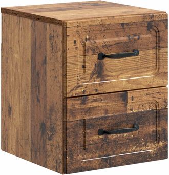 vidaXL Mesita De Noche De Pared Madera Envejecida 34,5 X 33 X 40 Cm Vidaxl