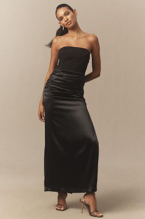 BHLDN Anastasia Strapless Satin Crepe Combo Maxi Dress