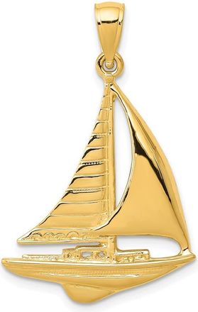 Diamond2Deal 10k Yellow Gold 2-D Sailboat Pendant