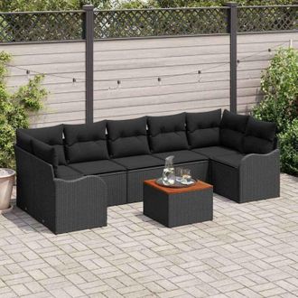 vidaXL Vidaxl - Conjunto De Sof&aacute; De Jard&iacute;n 8 Pcs Negro