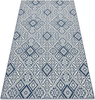 RugsX Rugsx - Carpet color 19247/699 sisal Squares Diamonds Plates Blue blue 200x290 cm