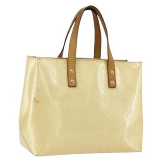 Louis Vuitton Pre-owned Vintage Handtas van Patentleer - Dames - Vintage Handtas - Beige - ONE Size - Leer - Vintage