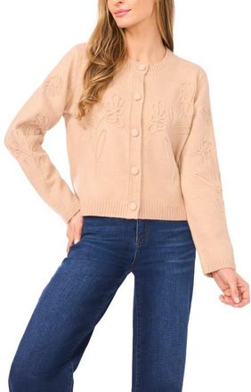 CeCe by Cynthia Steffe Floral Soutache Cardigan in Sandcastle at Nordstrom, Size Xx-Small