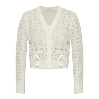 LoveShackFancy Lilly Cardigan - Dames - Vesten - Beige - M - Wol - Truien & Vesten