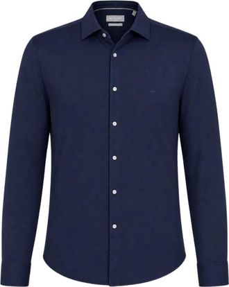 Michael Kors Japanese Perform Knit Slim Shirt - Heren - Casual Overhemden - Blauw - XL - Leer - Overhemden