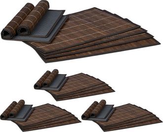 Relaxdays Relaxdays - 24 Salvamanteles Para La Mesa Del Comedor, Bamb&uacute;, 30 X 45 Cm, Conjunto De 6 Piezas, Lavable, Marr&oacute;n