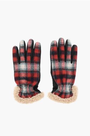 Dsquared2 Leather and Checked Fabric Gloves size 10