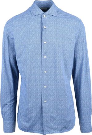 Xacus Blue Cotton Polyamide Elastane Men Stretch Shirt