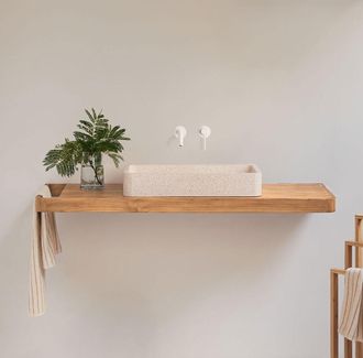 Sklum Conjunto De Mueble De Ba&ntilde;o 130x45 Cm Suspendido En Madera De Teca Neill Sklum