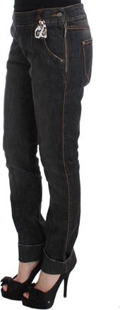 Ermanno Scervino Womens Gray Cotton Slim Fit Denim Jeans Clothing