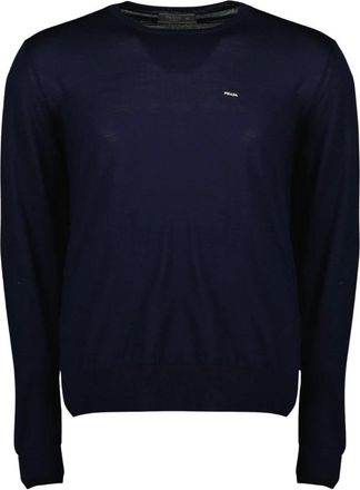 Prada Truien & Vesten, Heren, Blauw, XL, Wol, Ronde hals knitwear