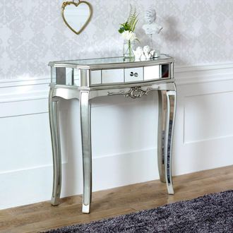 Melody Maison Half Moon Mirrored Console Table - Tiffany Range in Silver