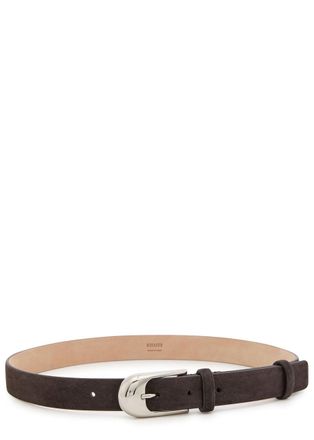 Khaite Dome Suede Belt - Dark Brown - 90 (UK 14 / XL)